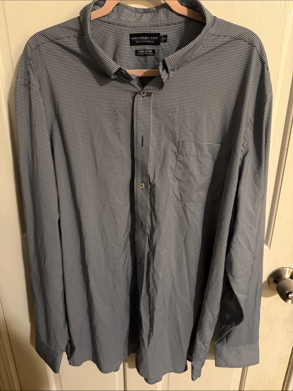 Southern Tide Blue Micro-Check Button-Up Shirt Jacket